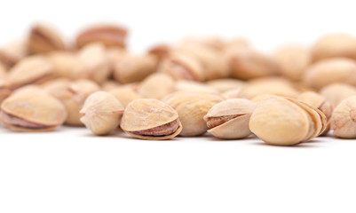 pistachios on a white background. close