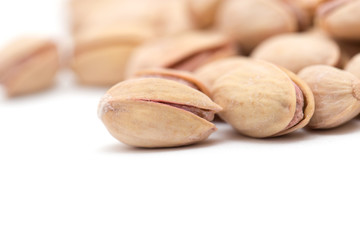 pistachios on a white background. close