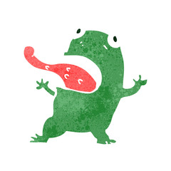 retro cartoon frog sticking out tongue