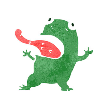 Retro Cartoon Frog Sticking Out Tongue