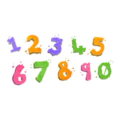 retro cartoon number set