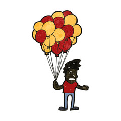 retro cartoon man selling balloons
