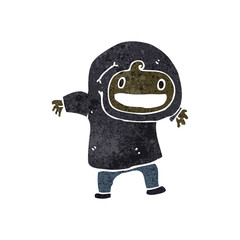 retro cartoon boy in hooded sweatshirt