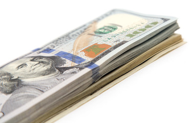 hundred dollar bill on a white background