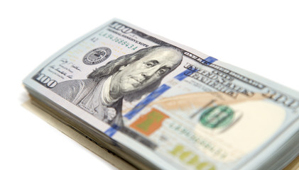 hundred dollar bill on a white background
