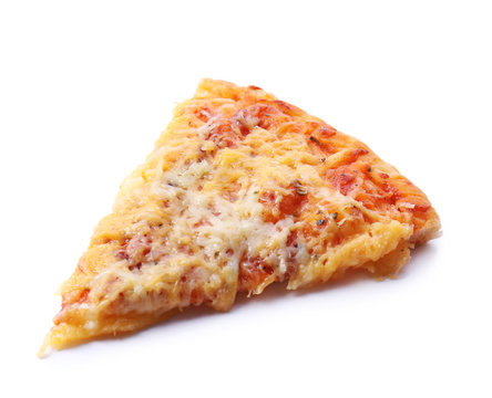 Piece of pizza isolated on white