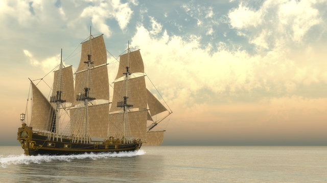 Old detailed ship HSM Victory - 3D render