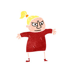 retro cartoon little blond woman