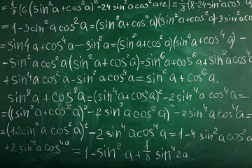 Math formulas on blackboard background