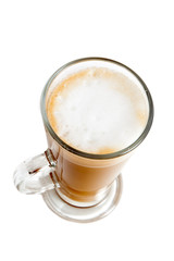 Top view of tall glass coffee