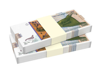 Macedonian denar isolated on white background. Computer generated 3D photo rendering.