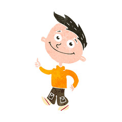 retro cartoon happy boy