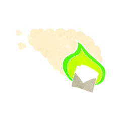 retro cartoon burning letter