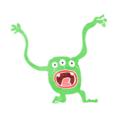 retro cartoon crazy monster