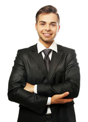 Elegant man in suit isolated on white