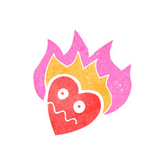 retro cartoon flaming pink heart