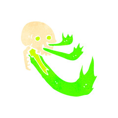 retro cartoon flaming skull