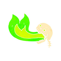 retro cartoon flaming skull