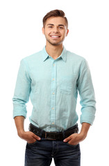 Fototapeta premium Handsome young man isolated on white