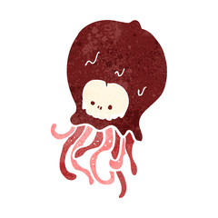 retro cartoon weird skull monster