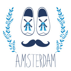Colorful Amsterdam composition with shoes and mustache