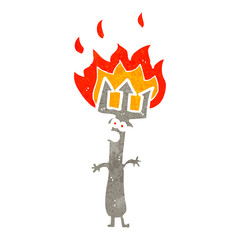 retro cartoon flaming fork cartoon