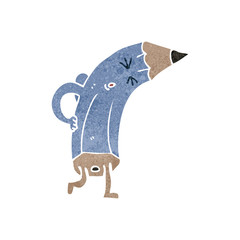 retro cartoon tired out pencil