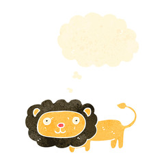 retro cartoon lion with thought bubble