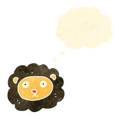 retro cartoon lion with thought bubble