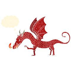 retro cartoon dragon illustration