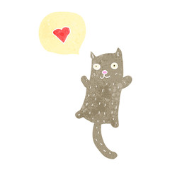 retro cartoon cat with love heart