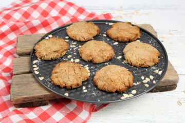 Homemade cookies on pan close up