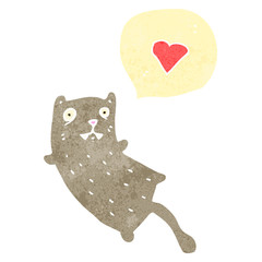 retro cartoon cat with love heart
