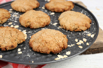 Homemade cookies on pan close up