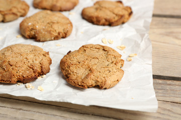 Homemade cookies on paper close up