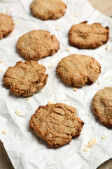 Homemade cookies on paper close up