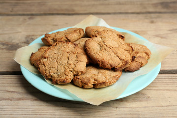 Homemade cookies on table close up