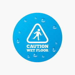 Caution wet floor icon. Human falling symbol.