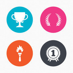 First place award cup icons. Prize for winner.
