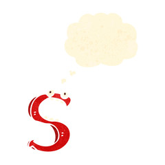 retro cartoon letter s with thought bubble