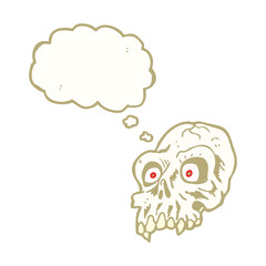 retro cartoon skull with thought bubble