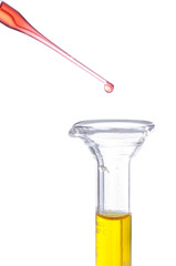 Test tubes and pipette drop, Laboratory Glassware for research
