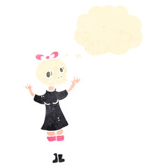 retro cartoon skull head girl