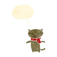 funny cartoon cat with thought bubble