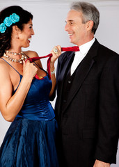 Romantic mature couple in a playful, mood