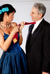 Romantic mature couple in a playful, mood