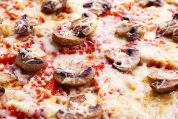 Tasty pizza with vegetables close up