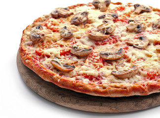 Tasty pizza with vegetables isolated on white