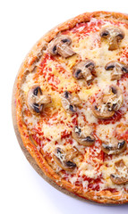 Tasty pizza with vegetables isolated on white