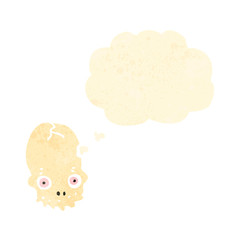 retro cartoon skull with thought bubble